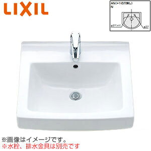 LIXIL 洗面器単品 オーバーカウンター式 角形 水栓取付穴径:φ27 右側1ヶ所 L-2150AN