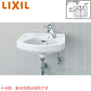 LIXIL 洗面器単品 壁掛式 角形 そで付小形 水栓取付穴径:φ27 右側1ヶ所 ゴム栓取付用穴あり L-132AG
