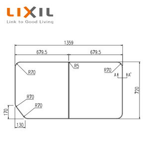 LIXIL ふろふた 組みふた 2枚組 720mm×680mm ホワイト サーモバスS用 浴槽部材 YFK-1475B(3)-D4