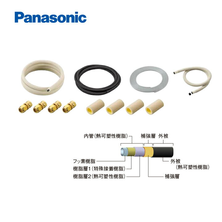パナソニック エコキュート関連部材 ヒートポンプユニット部材 AD-HHSJF03A 複層フッ素樹脂ホースヒートポンプユニット循環配管セット 配管長：片道〜3m