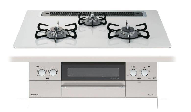 パロマ ビルトインコンロ FACEIS ハイパーガラスコートトップ750ティアラシルバー：PD-862WS-75CV 都市ガス