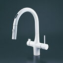 KVK ビルトイン浄水器用シングルシャワー付混合栓 センサー付 ACタイプ 浄水カートリッジセット付 eレバー マットホワイト 一般地仕様 KM6091SCEC...