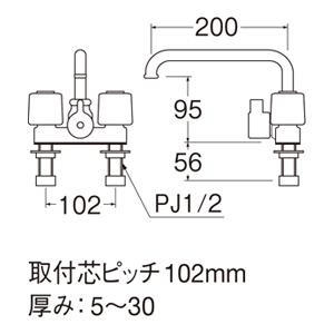 住器プラザ+1の◇≪SANEI SK71-13≫ ツーバルブデッキシャワー混合栓｜アングル2