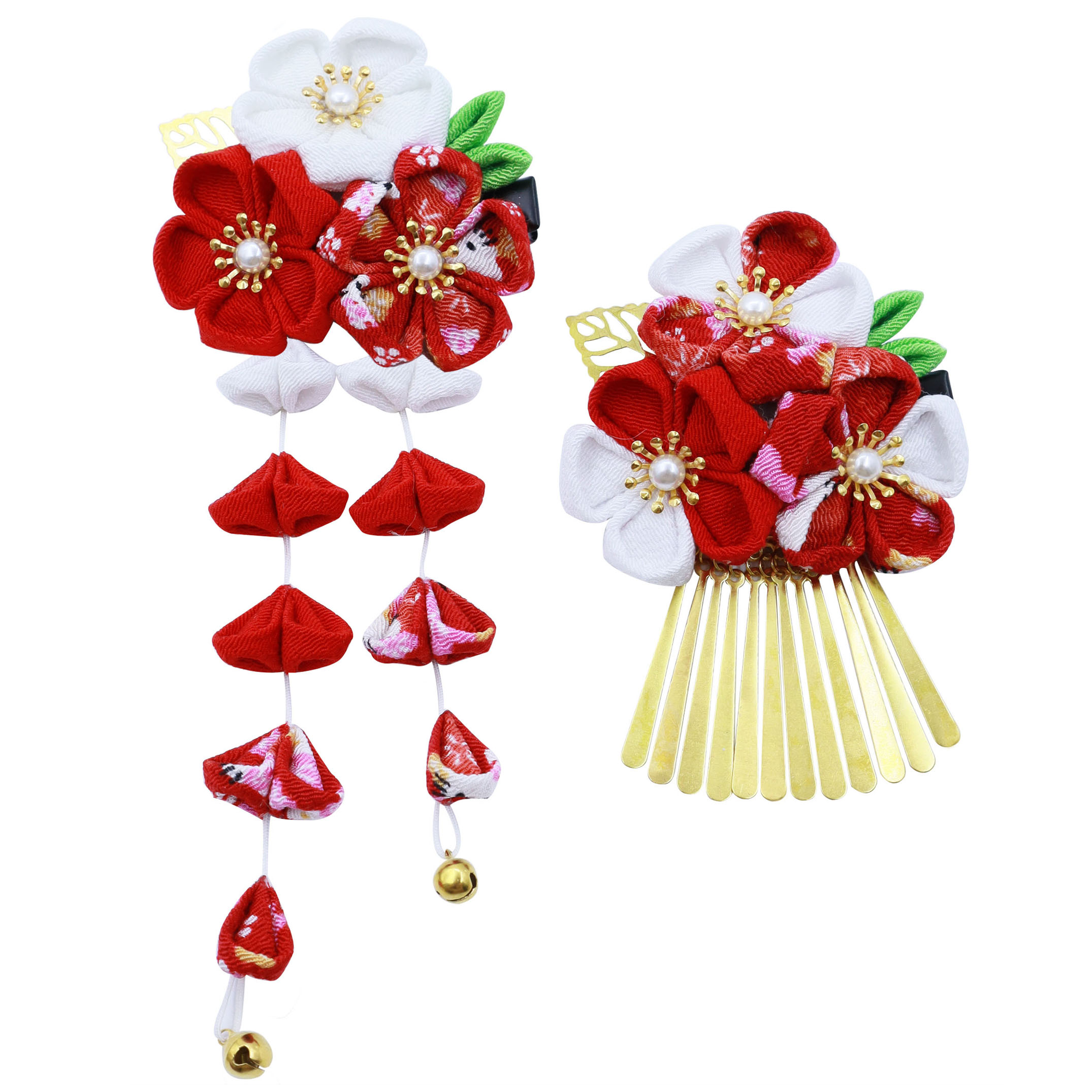 この可愛い髪飾りは、鮮やかな色合いの花が特徴で、中心には上品な人工真珠があしらわれています。歩くたびに揺れて光を反射し、和の雰囲気を漂わせながらも華やかさを演出します。高級感あふれるこのアイテムは、お子様の魅力を引き立て、特別な日をより素敵に彩ります。U型クリップ仕様なので、小さなお子様でも簡単に取り付けられ、髪に負担がかかりません。シンプルで可愛らしいデザインのこの髪飾りは、普段使いだけでなく、浴衣や着物にもぴったりで、卒園式や七五三、お正月、入学式、パーティーなどさまざまなシーンで活躍します。また、丁寧に梱包いたしますので、新年、誕生日、クリスマスなど、特別な思いを込めた贈り物にも最適です。 【注意事項】： ・当店の商品は全て国内から配送されます。 ・国内配送の商品は国内でのお買い物と同じく消費税が発生いたします。関税はかかりません。 ＊色がある場合、モニターの発色の具合によって実際のものと色が異なる場合がある。