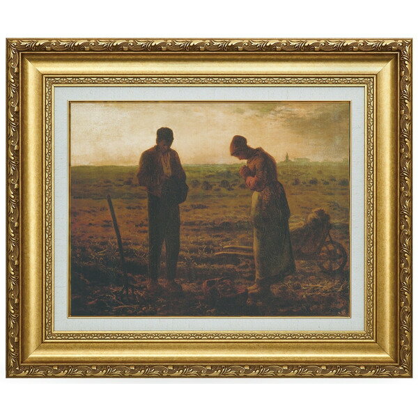 バルビゾンの馬鈴薯畑で農作業する夫婦が、遠くの教会から聞こえる夕刻の鐘の音に合わせ祈りを捧げる姿を崇高かつ愛を持って描いた傑作。原画：制作1859年所蔵：オルセー美術館美術品 工芸品 複製 絵画 名画 作品 アート インテリア 額入り 壁掛け