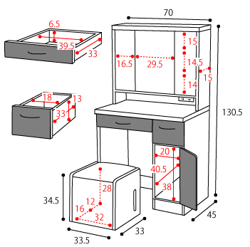 ドレッサー モノトーンドレッサー 2点セット 化粧台 鏡台 ミラー 三面鏡 スツール コスメ 収納 ドレッサー コスメボックス メイクボックス コンセント コンパクト 棚 送料込み おしゃれ 北欧 ギフト 送料無料 父の日