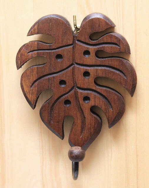 かんたんに ハワイアン インテリア 木製 壁掛けフック ハワイ おしゃれ カービングフック 壁掛け フック 収納 壁掛け収納 壁掛けハンガー 帽子掛け アジアン...