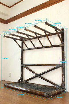 送料無料 北海道・沖縄・離島は別途送料 サーフボード サーフボードラック バンブー サーフボードスタンド サーファーズハウス バリ島 サーフアート アジアン家具 貨 バリ雑貨-アジアンインテリア【BAMBOO-DESIGN】ショートボードラック5 ブラウンカラー