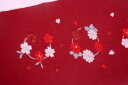 【メール便可能】 刺繍入り半衿 ワイン色
