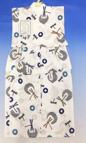 【ネコポス便可能】男児浴衣トンボ柄　2才　（90） 　日本製 男の子浴衣　子供白地の浴衣