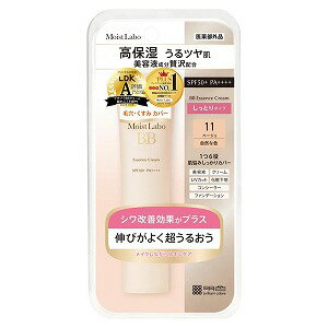 ※パッケージデザイン等、予告なく変更となる場合がございます。予めご了承ください。商品特徴＼ 日本初※ シワ改善できるBBクリーム誕生 /発売から13年目となるモイストラボシリーズから、「シワを改善するBBクリーム」が誕生!有効成分ナイアシンアミドが表皮と真皮にしっかりアプローチし、日中にメイクしながらシワを改善します。既にシワがある人にこそ使って欲しい、機能性BBクリームです。■「シワ改善×高保湿」にはBBエッセンスクリームうるおいたっぷりで伸びがよく、ツヤ肌仕上がりです。■「シワ改善×美白*ケア」には薬用美白BBクリームメラニン生成を抑え、日焼けによるシミやソバカスを防ぎます。カバー力が高く、サラッとセミマット仕上がりです。マスクの下に自信はありますか?さあ、今こそモイストラボをお試しください!※「モイストラボ BBエッセンスクリーム/薬用美白BBクリーム」は、発売されているシワ改善効能の医薬部外品において、日本で初めてのBBクリーム。(2020年12月1日時点 当社調べ)*メラニンの生成を抑え、日焼けによるシミ・ソバカスを防ぐ。●1本で6つの効果！（美容液、クリーム、UVカット、化粧下地、コンシーラー、ファンデーション）●ウォータープルーフタイプで汗・水に強い●SPF50+ PA++++使用方法 化粧水などでお肌を整えた後、適量を指先にとり、お肌にやさしくなじませてください。お好みに合わせてフェイスパウダーで仕上げてください。※日やけ止めを使う必要はありません。メイクを落とす際には、洗顔前にクレンジング料のご使用をおすすめします。成分有効成分：ナイアシンアミドその他の成分：加水分解ヒアルロン酸、ヒアルロン酸Na-2、コラーゲン・トリペプチド F、セラミド2、ステアロイルフィトスフィンゴシン、ヒドロキシステアリルフィトスフィンゴシン、ローズマリーエキス、水溶性ツボクサエキス、ビタミンE、天然ビタミンE、米抽出物加水分解液V、異性化糖(小麦)*、BG、濃グリセリン、塩化Na、DPG、シクロペンタシロキサン、ジメチコン、セリサイト、マイカ、メドウフォーム油、イソノナン酸イソノニル、ポリヒドロキシステアリン酸、架橋型ジメチコン、トリシロキサン、ステアリン酸、水酸化Al、メチルハイドロジェンポリシロキサン、フィトステロール、PEG-9 ポリジメチルシロキシエチル ジメチコン、モノイソステアリン酸ポリグリセリル、POE・POP・ブチレン・ジメチコン共重合体、架橋型ポリエーテル変性シリコーン混合物、水添大豆リン脂質、pH調整剤、ジステアリルジメチルアンモニウムヘクトライト、パラメトキシ桂皮酸エチルヘキシル、メチルシロキサン網状重合体、微粒子酸化Ti、酸化Ti、酸化Zn、フェノキシエタノール、BHT、ステアロイルグルタミン酸2Na、黄酸化Fe、ベンガラ、黒酸化Feご注意 美容液成分が出ることがありますが、クリームになじませてお使いください。お肌に異常が生じていないかよく注意して使用してください。傷・はれもの・湿疹等、お肌に異常のあるときは、お使いにならないでください。使用中、赤み・はれ・かゆみ・刺激・色抜け(白斑等)や黒ずみ等の異常が現れたとき、または目に異物感が残る場合は、使用を中止し、皮膚科専門医等にご相談ください。そのまま化粧品類の使用を続けますと、症状が悪化することがあります。目に入らないようにご注意ください。誤って入ったときは、こすらずにすぐに洗い流してください。極端に高温又は低温の場所、直射日光を避け、乳幼児の手の届かないところに置いてください。持ち運ぶときや、ご使用後はきちんとキャップをしめ、衣類等につかないようにご注意ください。クリームが容器に付着した場合は、拭き取ってから保管ください。原産国：日本区分：医薬部外品■発売元：株式会社　明色化粧品