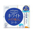 ※パッケージデザイン等は予告なく変更されることがあります。予め御了承下さい。特徴スゴ落ち！新開発シートで、メイク落ちパワーアップ！ 新開発クイッククリアシート採用。&nbsp; 超極細ファイバー使用のふんわり厚手シート。 たっぷりのクレンジング液がジュワッとしみ出し、肌のキメや毛穴に入り込んだメイクもしっかり落とします。 ハトムギエキス配合。透明感のある素肌に。&nbsp; ソフティモのメイク落としシートは美容液成分in。 メイクを落としながら美肌ケアができます。 メイク落としシート（ホワイト）は、くすみの原因となる残存メラニンを含んだ古い角質を落とし、透明感のある素肌にととのえます。&nbsp;使用方法1枚ずつ取り出して4ツ折りにし、きれいな面でふきとれるよう、シートを折り返しながら、強くこすらずやさしくメイクをふきとるようにお使いください。 シート1〜2枚がご使用の目安です。 シートに何もつかなくなったらメイクお年は完了です。 ご使用後、そのまま化粧水や乳液などでお手入れをすることもできます。使用上の注意・乾燥による品質の劣化を防ぐため、シートは袋から出さず、そのまま陽気に入れて、容器の上ブタはきちんと閉めてください。 ・開封後はなるべく早めにお使いください。 ・日のあたるところや高温のところに置かないでください。 ・手や容器は常に清潔な状態でお使いください。 ・衛生上、1度使用したシートは、再度お使いにならないでください。 シートは水に溶けないのでトイレ等に流さないでください。 ・洗面台や鏡台、家具等の表面をふいたり、シートを放置したりしないでください。区分化粧品広告文責くすりの勉強堂TEL 0248-94-8718 ■発売元：コーセーコスメポート株式会社