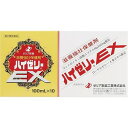 　 ※パッケージデザイン等は予告なく変更されることがあります。予め御了承下さい。 　 商品特徴 ハイゼリーEXは、結合組織に多く含まれるコンドロイチン硫酸と新陳代謝を促進し、疲れをとるローヤルゼリー、滋養強壮成分の人参エキスを主体にした滋養強壮保健剤です。強壮成分であるゴオウやイカリ草、オウセイに加え、タウリンを1000mg配合しています。 使用上の注意 ■相談すること 1．服用後，次の症状があらわれた場合は副作用の可能性があるので，直ちに服用を中止し，この製品を持って医師，薬剤師又は登録販売者に相談すること 　　皮　　　膚　：　発疹　　消　化　器　：　胸やけ，吐き気，下痢 2．しばらく服用しても症状がよくならない場合は服用を中止し，この製品を持って医師，薬剤師又は登録販売者に相談すること 効能 ・効果 滋養強壮、肉体疲労・栄養障害・食欲不振・病中病後・発熱性消耗性疾患・産前産後などの場合の栄養補給、虚弱体質 用法・用量 成人（15才以上）：1回1瓶（100mL）、1日1回服用する。 成分・分量 1瓶（100mL）中コンドロイチン硫酸エステルナトリウム 300mg、ローヤルゼリー 200mg、人参エキス 90mg（ニンジン 603mgに相当）、ゴオウ抽出液 200μL（ゴオウ 2mgに相当）、イカリ草エキス 20mg（イカリソウ 200mgに相当）、オウセイ流エキス 500μL（オウセイ 500mgに相当）、タウリン 1000mg、ビタミンB1硝酸塩 10mg、ビタミンB2リン酸エステル 5mg、ビタミンB6 10mg、ニコチン酸アミド 20mg、カルニチン塩化物 50mg（アルコール 0.3mL以下） 医薬品の保管及び取り扱い上の注意 （1）直射日光の当たらない涼しい所に保管すること。（2）小児の手のとどかない所に保管すること。 （3）本剤はまれに混濁することがありますが，薬効には変わりありません。 （4）使用期限を過ぎた製品は服用しないこと。 区分 第二類医薬品 お問い合わせ先 ゼリア新薬工業株式会社 お客様相談窓口TEL:03-3661-2080 受付時間 9:00〜17:50（土日祝日を除く） 広告文責 くすりの勉強n堂TEL 0248-94-8718文責：薬剤師　薄葉 俊子 ■製造販売元：ゼリア新薬工業株式会社