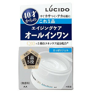 ※パッケージデザイン等は予告なく変更されることがあります。予め御了承下さい。商品特徴40才からのすぐカサつく・テカる肌に エイジングケアオールインワン●コエンザイムQ10*1、セラミド様成分*2配合で加齢肌悩みでもある乾燥・テカり*3をケアする ●ひと塗りで保湿から密閉まで5役(化粧水、乳液、美容液、クリーム、パック)●無香料・無着色・パラベンフリー●さっぱりジェルタイプ ・内容量：90g・原産国：日本*1 ユビキノン(保湿)*2 (メタクリル酸グリセリルアミドエチル/メタクリル酸ステアリル)コポリマー(保湿)*3 テカリの原因にもなるキメの乱れを整える使用方法 ・洗顔・ヒゲそり・入浴後などに 適量(顔全体であずき2粒程度)を手にとり 肌になじませてお使いください成分 水、DPG、グリセリン、エタノール、スクワラン、トリエチルヘキサノイン、ジメチコン、ステアリン酸ポリグリセリル-10、ラウロイルグルタミン酸ジ（オクチルドデシル/フィトステリル/ベヘニル）、シリカ、（アクリル酸ヒドロキシエチル/アクリロイルジメチルタウリンNa）コポリマー、オクテニルコハク酸デンプンAl、ステアリン酸グリセリル、ベタイン、ベヘニルアルコール、オクタステアリン酸ポリグリセリル-6、ベヘン酸グリセリル、（アクリレーツ/アクリル酸アルキル（C10-30））クロスポリマー、エチルヘキシルグリセリン、メントール、ポリソルベート60、水酸化K、イソステアリン酸ソルビタン、アセチルヒドロキシプロリン、イノシトール、BG、ユビキノン、ヒアルロン酸Na、（メタクリル酸グリセリルアミドエチル/メタクリル酸ステアリル）コポリマー、加水分解シルク、フェノキシエタノール 注意事項 ・お肌に異常が生じていないかよく注意して使用してください。傷やはれもの、湿疹等異常のあるときは使わないでください。また、赤み・はれ・かゆみ・刺激・色抜け（白斑等）・黒ずみ等の異常があらわれたときは、使用を中止し、皮フ科医等へご相談ください。そのまま使用を続けると症状が悪化することがあります。 ・目に入らないように注意し、入ったときはすぐに洗い流してください。・揮発成分が目にしみることがあります。 ・子供の手の届かないところに置いてください。・開封後はなるべく早めにお使いください。広告文責くすりの勉強堂TEL 0248-94-8718■発売元：株式会社マンダム