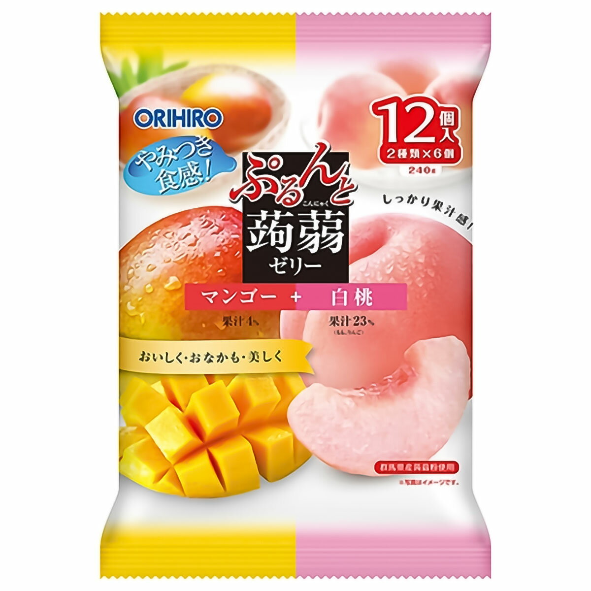 オリヒロ ぷるんと蒟蒻ゼリーパウチ マンゴー＋白桃 20g×12個