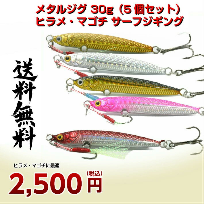 Blue Ocean メタルジグ 30g(5個セット) ヒラメ・マゴチ サーフジギング 対応