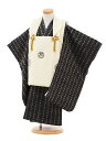 【レンタル】【被布】ブランド753|七五三|着物 レンタル|七五三 レンタル 2115 式部浪漫 クリーム×黒 3歳男の子|☆新品足袋プレゼント☆|753|七五三 着物 3歳|七五三|子供|きもの|レンタル|753|七五三|往復送料無料