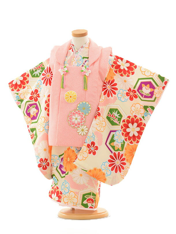 【中古品】ジュニア用 振袖単品 「青　矢羽根にねじり梅と笹竹」 仕立て上がり 襦袢プレゼント 小振袖 着物 子ども 子供 キッズ ジュニア 女の子 卒業式 小学校 小学生 中学校 中学生 十三参り 十三詣り 1/2成人式 ハーフ成人式 貸衣装処分 レンタル処分品【メール便不可】