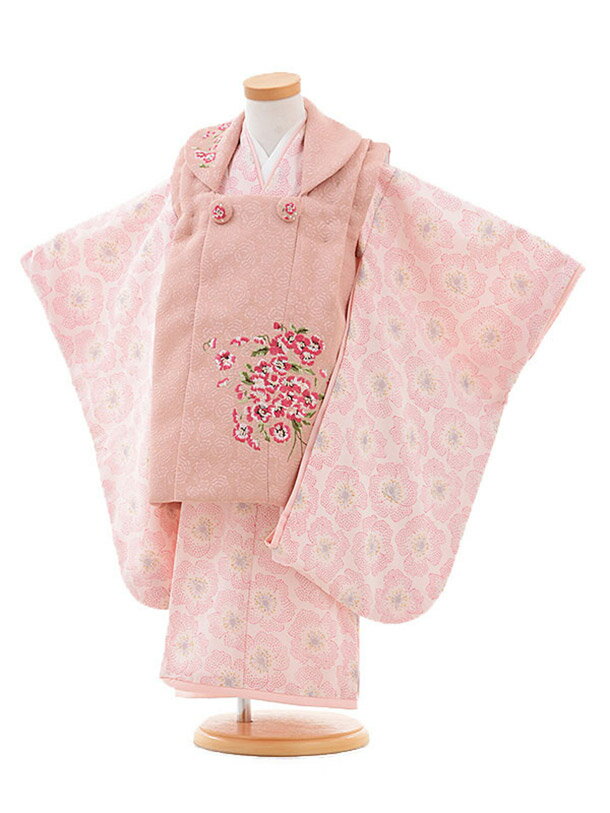 七五三 着物 3歳 レンタル 七五三 3歳 被布 セット 3265 ジルスチュアート JILLSTUART スミレ刺繍 ピンクベージュ 753 女の子 七五三レ...