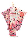 【レンタル】753|七五三 着物 7歳 フルセット 女の子|7歳 着物 レンタル|七五三 レンタルD048 白×ピンクチェックバラ (南明奈)7歳女の子|☆新品足袋プレゼント☆|753|七五三|子供|七五三 着物 7歳 レンタル|753|七五三|往復送料無料