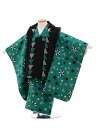 被布 レンタル 男児 七五三 被布 着物 レンタル 七五三 レンタル 2139 黒×グリーン地 星 3歳男の子 七五三 男児 着物 3歳 子供 きもの レンタル...