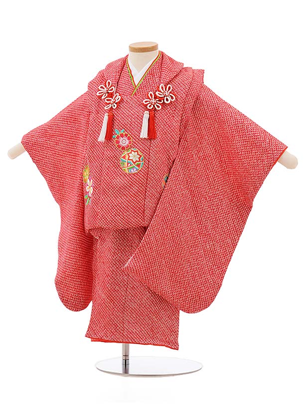 七五三 着物 3歳 レンタル 七五三 3歳 被布 セット 3699 正絹絞り刺繍 赤絞り桜まり刺繍 女の子 七五三レンタル 3歳 女児 被布 七五三 三歳女児 ...