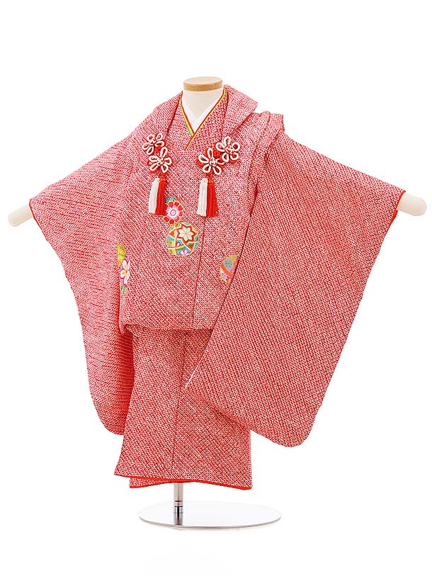 七五三 着物 3歳 レンタル 七五三 3歳 被布 セット 3700 正絹絞り刺繍 赤絞り桜まり刺繍 女の子 七五三レンタル 3歳 女児 被布 七五三 三歳女児 ...