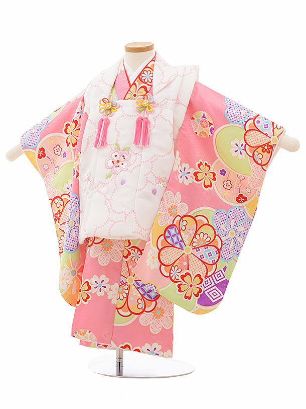 七五三 着物 3歳 レンタル 七五三 3歳 被布 セット 3709白梅xピンク梅 女の子 七五三レンタル 3歳 女児 被布 七五三 三歳女児 被布コート 子供 ...