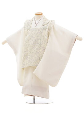 七五三 着物 3歳 レンタル 七五三 3歳 被布 セット 3726ベージュ小花xオフホワイト 女の子 七五三レンタル 3歳 女児 被布 七五三 三歳女児 被布コート 子供 お祝い着 正月 3歳 3才 きものレンタル 新品足袋プレゼント 往復送料無料【レンタル】
