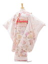 753 七五三 着物 7歳 フルセット 女の子 レンタル 7640 cotocomachi 白花 四つ身 子供 お祝い着 正月 7歳 7才 きものレンタル 新品...