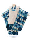 七五三 着物 3歳 男の子 被布 レンタル 男児 七五三 着物 七五三レンタル 2377 ラメアイボリー×ブルーアーガイル 3歳 3才 3歳男の子 男児 着物 ...