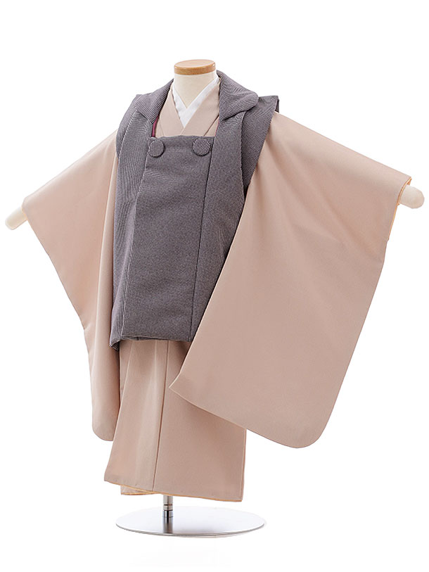 七五三 着物 3歳 男の子 被布 レンタル 男児 七五三 着物 七五三レンタル 2380 パープル 小チェック×ベージュ 3歳 3才 3歳男の子 男児 着物 子...