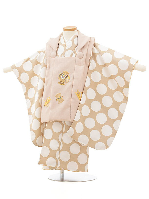 七五三 着物 3歳 男の子 被布 レンタル 男児 七五三 着物 七五三レンタル 2446ベージュ×ベージュ白ドット 3歳 3才 3歳男の子 男児 着物 子供 き...