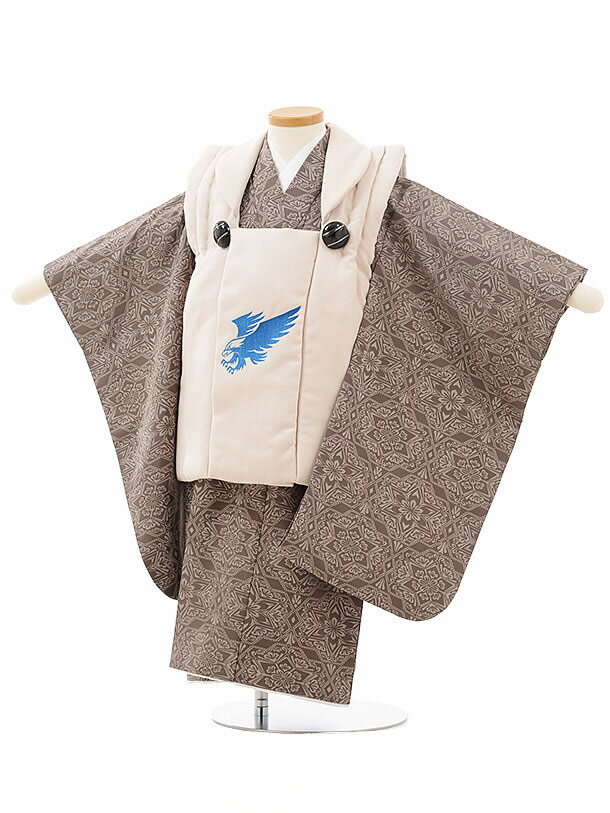 七五三 着物 2歳 男の子 被布 レンタル 男児 七五三 着物 七五三レンタル 2478ぷちぷりベージュ鷹×うす茶変わり柄 2才 2歳男の子 男児 着物 子供 ...