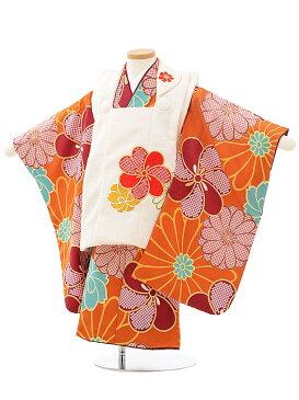 七五三 着物 3歳 レンタル 七五三 3歳 被布 セット 3765花わらべクリーム色×金茶梅菊 女の子 七五三レンタル 3歳 女児 被布 七五三 三歳女児 被布コート 子供 お祝い着 正月 3歳 3才 きものレンタル 新品足袋プレゼント 往復送料無料【レンタル】