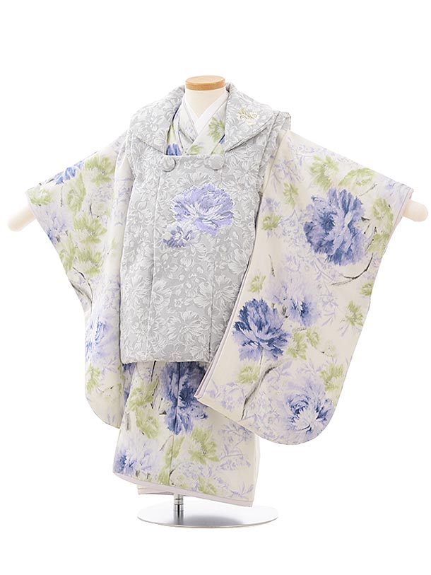 七五三 着物 3歳 レンタル 七五三 3歳 被布 セット 3775JILLSTUARTゴブラン調ジャガードサックス 女の子 七五三レンタル 3歳 女児 被布 七...