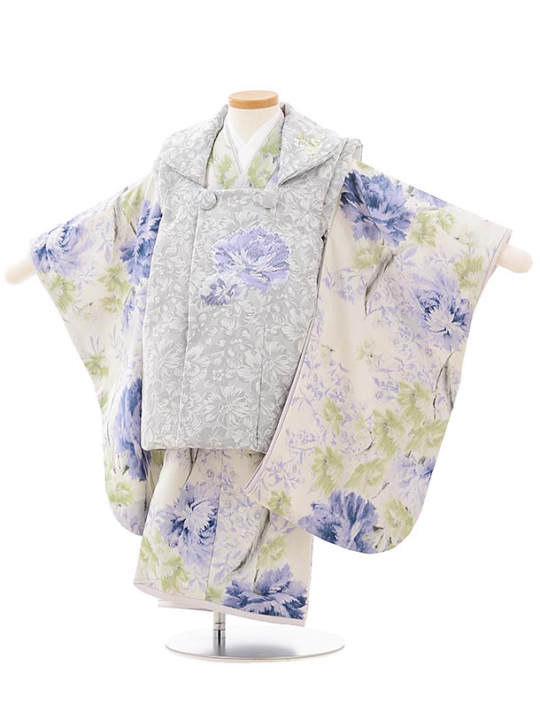 七五三 着物 3歳 レンタル 七五三 3歳 被布 セット 3776JILLSTUARTゴブラン調ジャガードサックス 女の子 七五三レンタル 3歳 女児 被布 七...