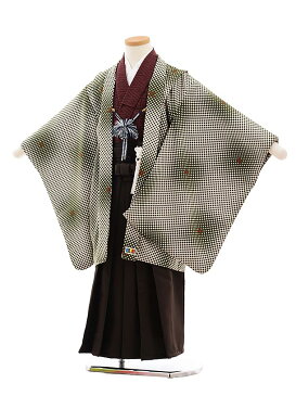 七五三レンタル 男の子 5455LILLIベージュモスグリーン変わり市松 着物 5歳 6歳 男の子 レンタル 袴セット 男児 753 フルセット 着物 子ども きものレンタル 羽織 お正月 和装 お祝い 5才 6才 男の子 袴 新品足袋プレゼント 往復送料無料【レンタル】