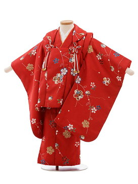 七五三 着物 3歳 レンタル 七五三 3歳 被布 セット 753 女の子 七五三レンタル F418 赤地 枝重桜 3歳 女児 被布 七五三 三歳女児 被布コート 子供 お祝い着 正月 3歳 3才 きものレンタル 新品足袋プレゼント 往復送料無料【レンタル】
