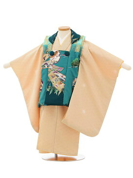 被布 レンタル 男児 七五三 被布 着物 レンタル 七五三 2564ターコイズ地鷹xベージュ麻の葉 3歳男の子 七五三 男児 着物 3歳 子供 きもの 被布 セット お正月 和装 お祝い 3才 3歳 男の子 被布コート 新品足袋プレゼント 往復送料無料【レンタル】