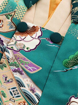 被布 レンタル 男児 七五三 被布 着物 レンタル 七五三 2564ターコイズ地鷹xベージュ麻の葉 3歳男の子 七五三 男児 着物 3歳 子供 きもの 被布 セット お正月 和装 お祝い 3才 3歳 男の子 被布コート 新品足袋プレゼント 往復送料無料【レンタル】