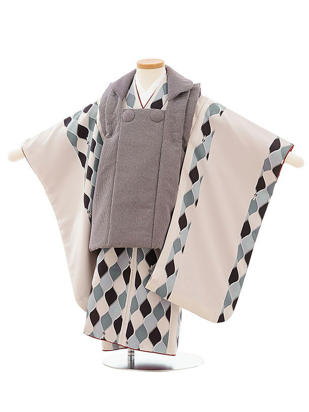 被布 レンタル 男児 七五三 被布 着物 レンタル 七五三 2601パープル格子xベージュ地ファスナー柄 3歳男の子 七五三 男児 着物 3歳 子供 きもの 被...