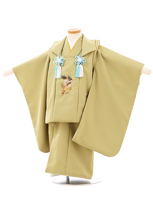 被布 レンタル 男児 七五三 被布 着物 レンタル 七五三 2672山葵色刺繍鷹x山葵色 3歳男の子 七五三 男児 着物 3歳 子供 きもの 被布 セット お正...