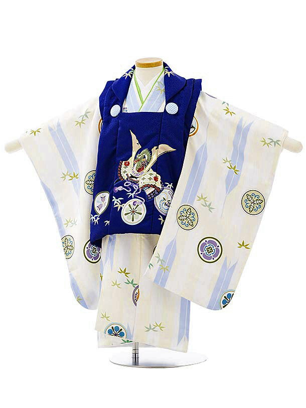 被布 レンタル 男児 七五三 被布 着物 レンタル 七五三 2693紺地丸紋兜x白矢柄丸紋 3歳男の子 七五三 男児 着物 2歳 子供 きもの 被布 セット お...