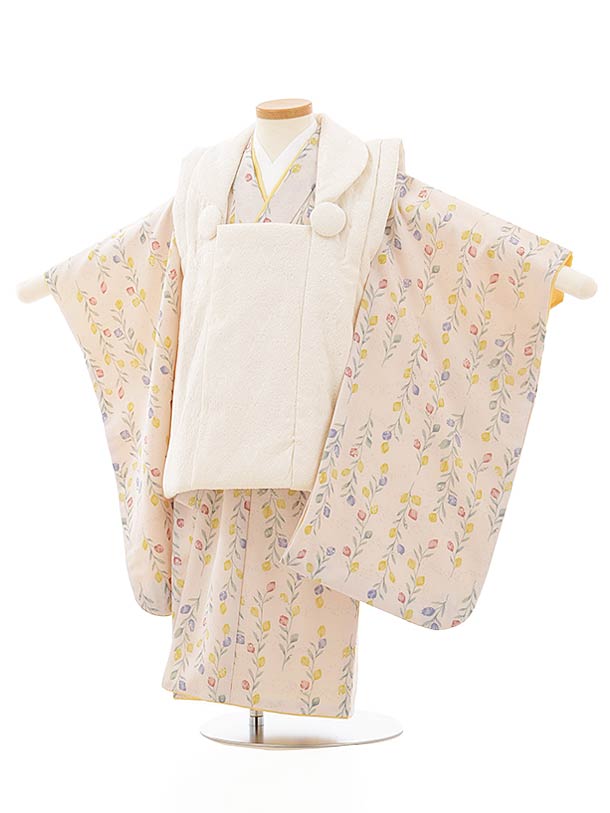七五三 着物 3歳 レンタル 七五三 3歳 被布 セット 3881アイボリーレースxベージュ小花 女の子 七五三レンタル 3歳 女児 被布 七五三 三歳女児 被...