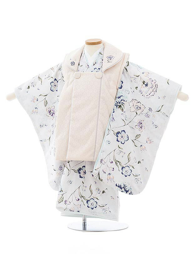 七五三 着物 3歳 レンタル 七五三 3歳 被布 セット 3975 JILLSTUART アイボリー薄ブルー小花 女の子 七五三レンタル 3歳 女児 被布 七五...
