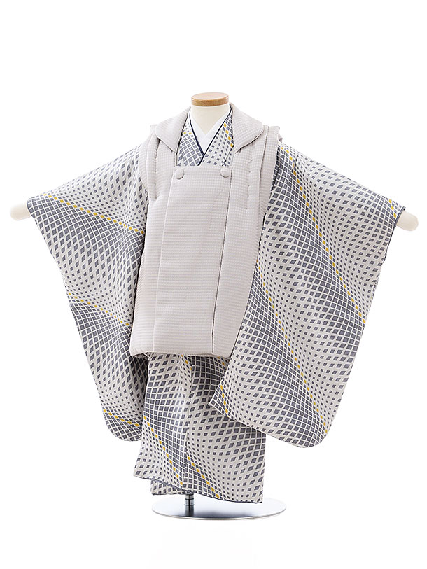 被布 レンタル 男児 七五三 被布 着物 レンタル 七五三 2730【正絹】グレーxグレー変わり柄 3歳男の子 七五三 男児 着物 3歳 子供 きもの 被布 セ...