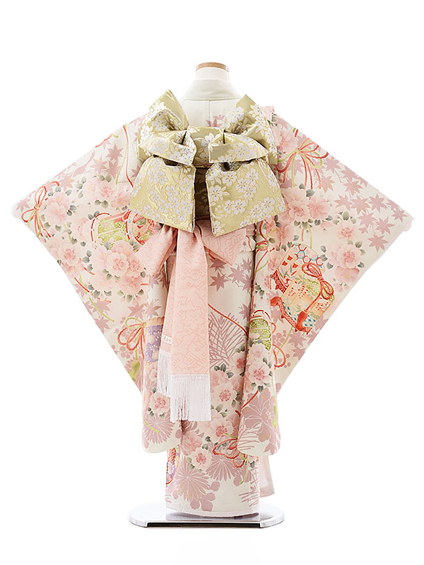 七五三 着物 7歳 フルセット レンタル 女の子 7906 華徒然 クリーム絵羽 春秋桜 753 子ども お祝い着 正月 ブランド 7才 七才 七歳 女児 フルセットレンタル 7歳着物フルセット きものレンタル 新品足袋プレゼント 往復送料無料【レンタル】 3