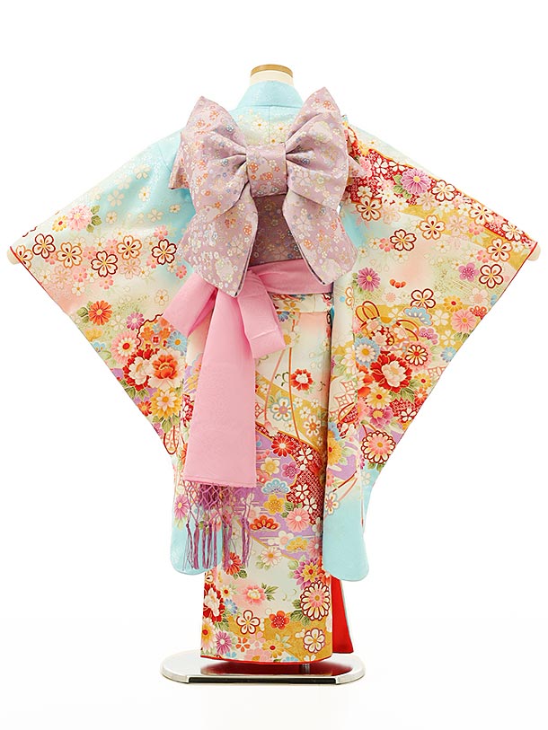 七五三 着物 7歳 フルセット レンタル 女の子 7970 水色まりに薬玉 753 子ども お祝い着 正月 7才 七才 七歳 女児 フルセットレンタル 7歳着物フルセット きものレンタル 新品足袋プレゼント 往復送料無料【レンタル】