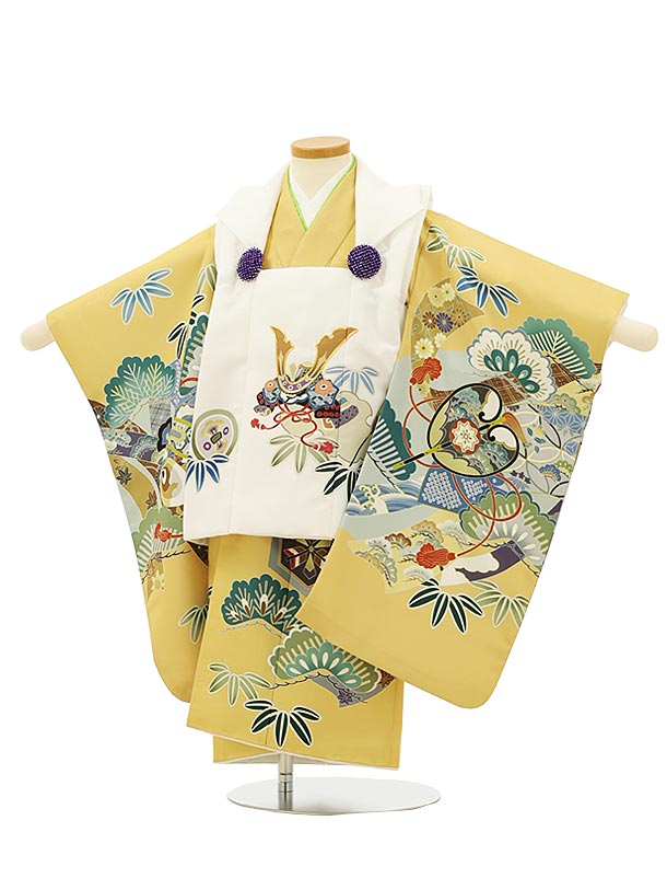 被布 レンタル 男児 七五三 被布 着物 レンタル 七五三 2780白兜xからし色松熨斗軍配 3歳男の子 七五三 男児 着物 3歳 子供 きもの 被布 セット ...